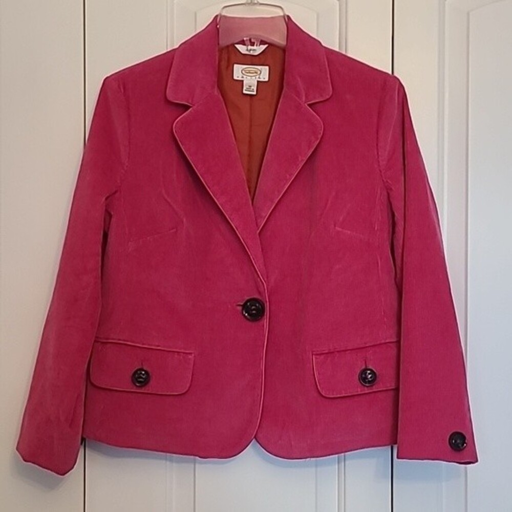 Talbots stretch hot pink corduroy jacket Size 12P